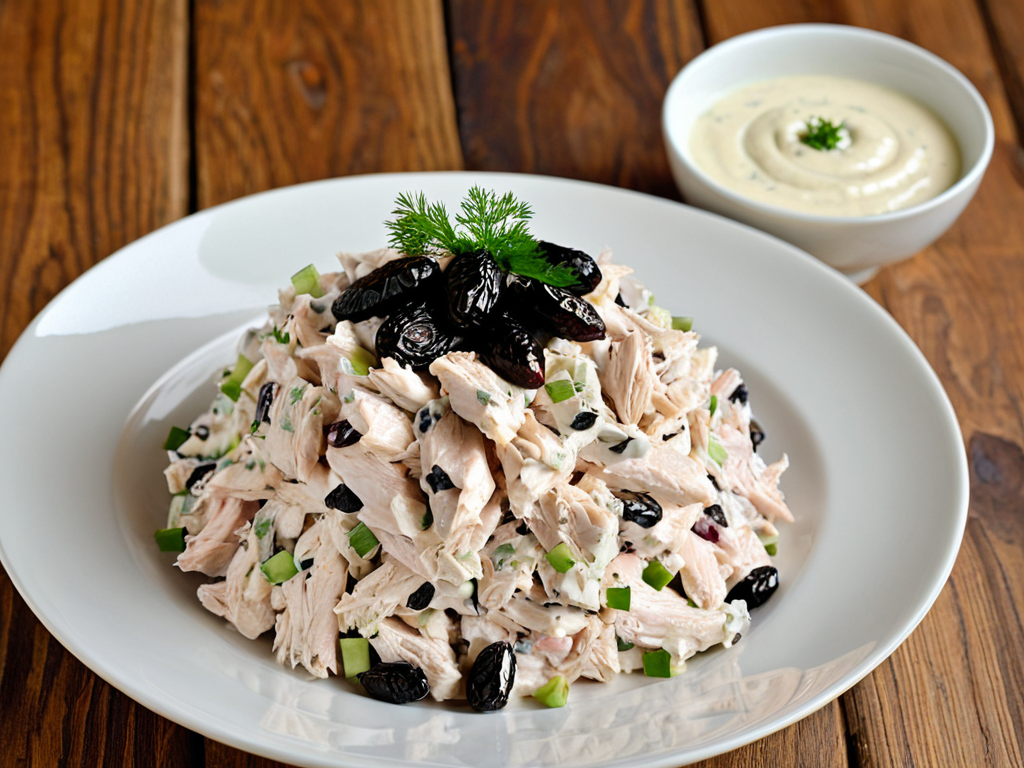 Салат «Нежность» с черносливом, огурцом и курицей