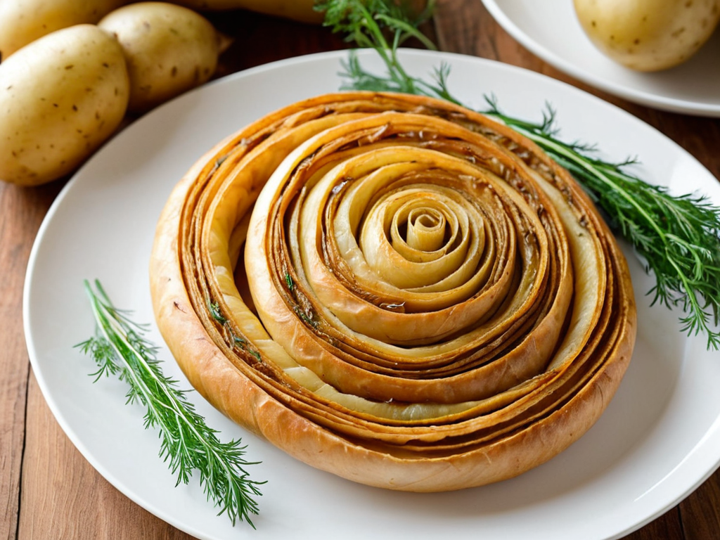 Улитки с картошкой и луком — сытная выпечка без сахара