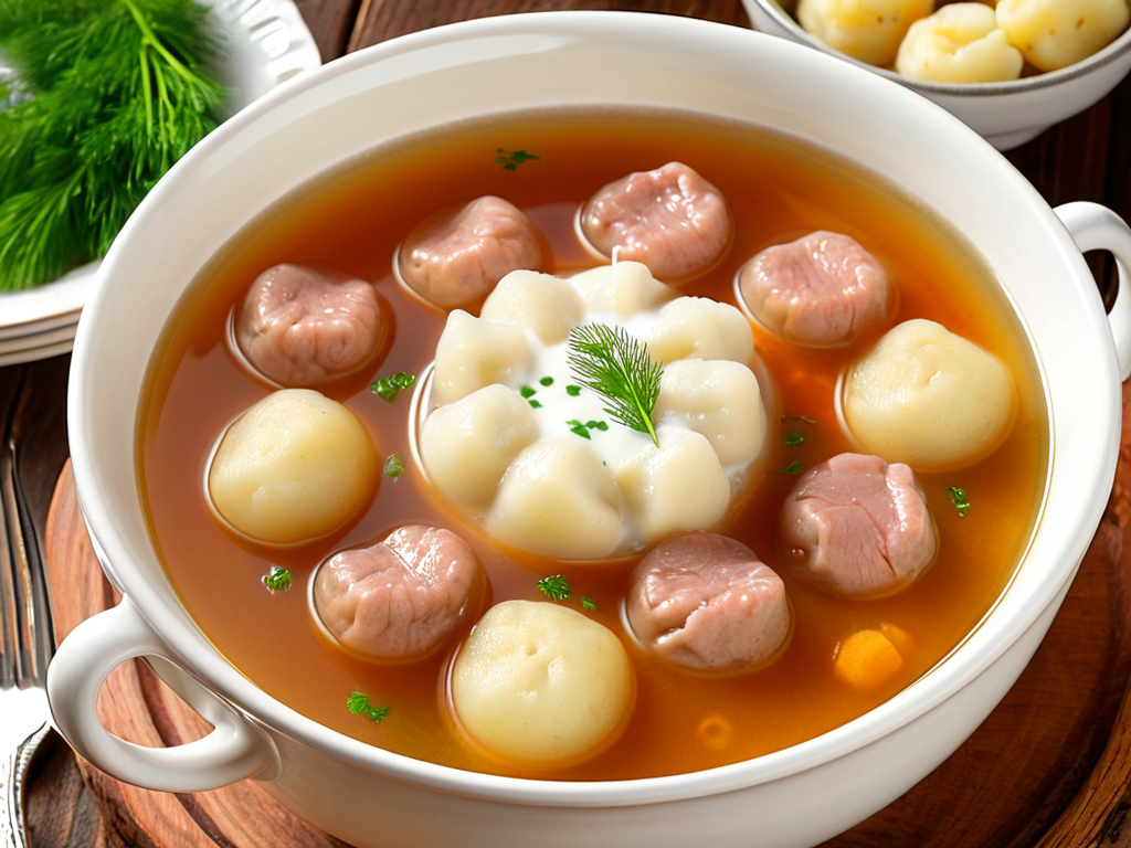 Мясной бульон с картофельными клецками — сытный обед