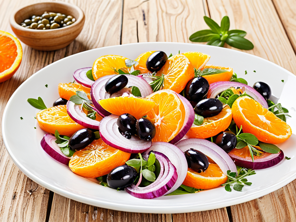 Салат с апельсином и оливками