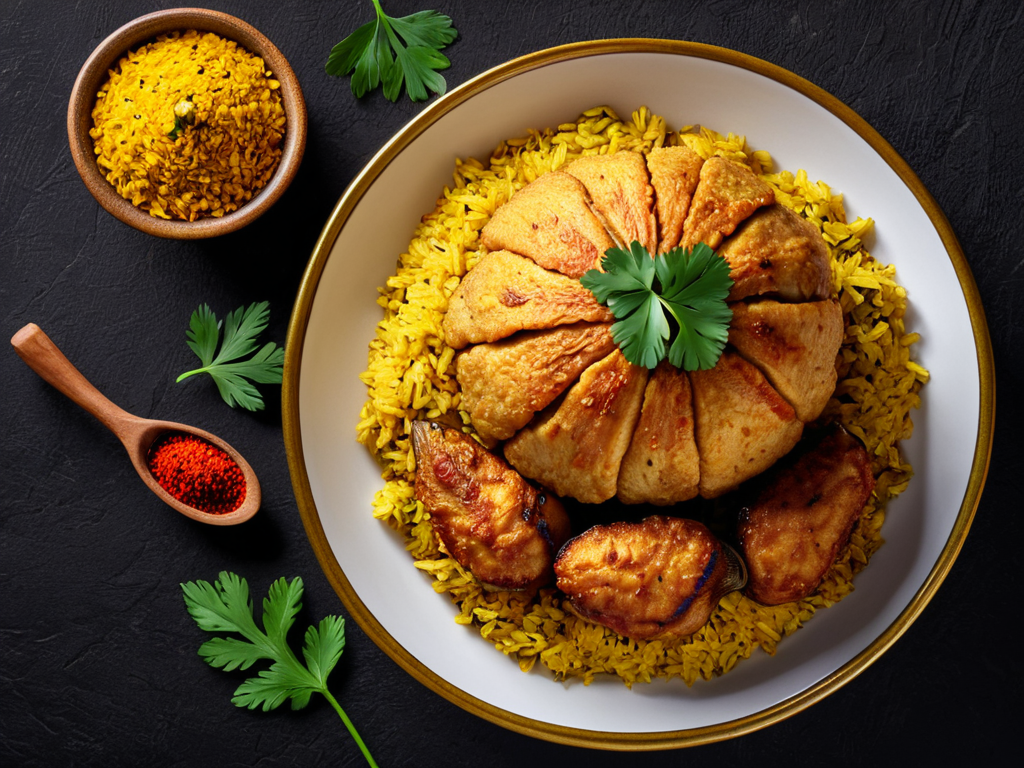 Маклюба с баклажанами и курицей