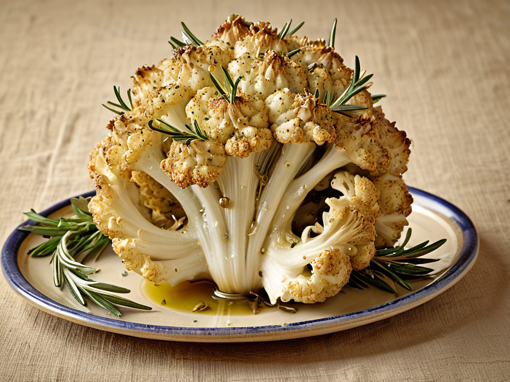 Цветная капуста, запеченная целиком с анчоусами и чесноком