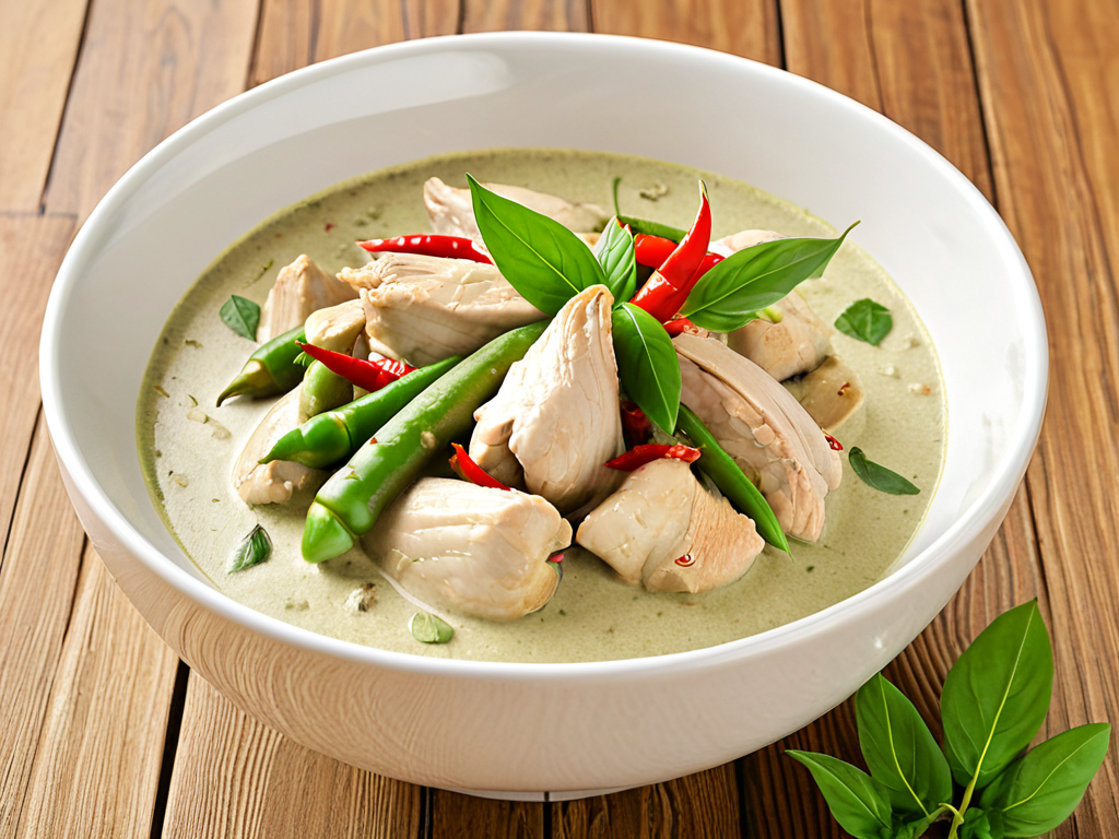 Зеленое карри с курицей