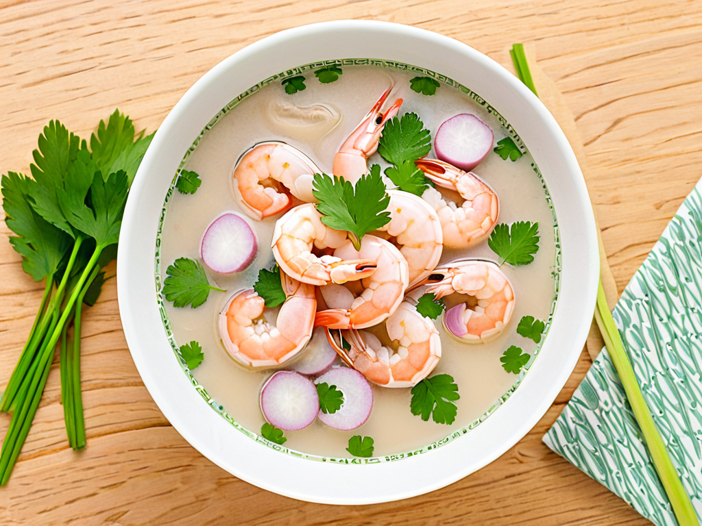 Суп с креветками и таро (Canh khoai môn tôm)