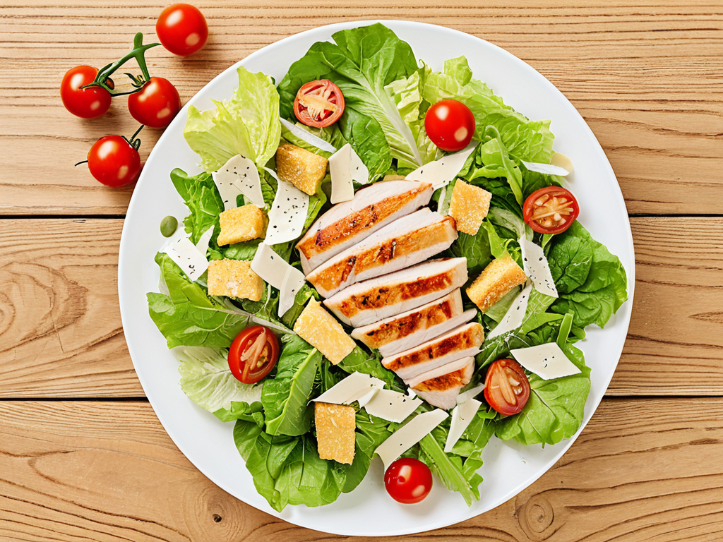 Салат «Цезарь» с курицей и домашним соусом