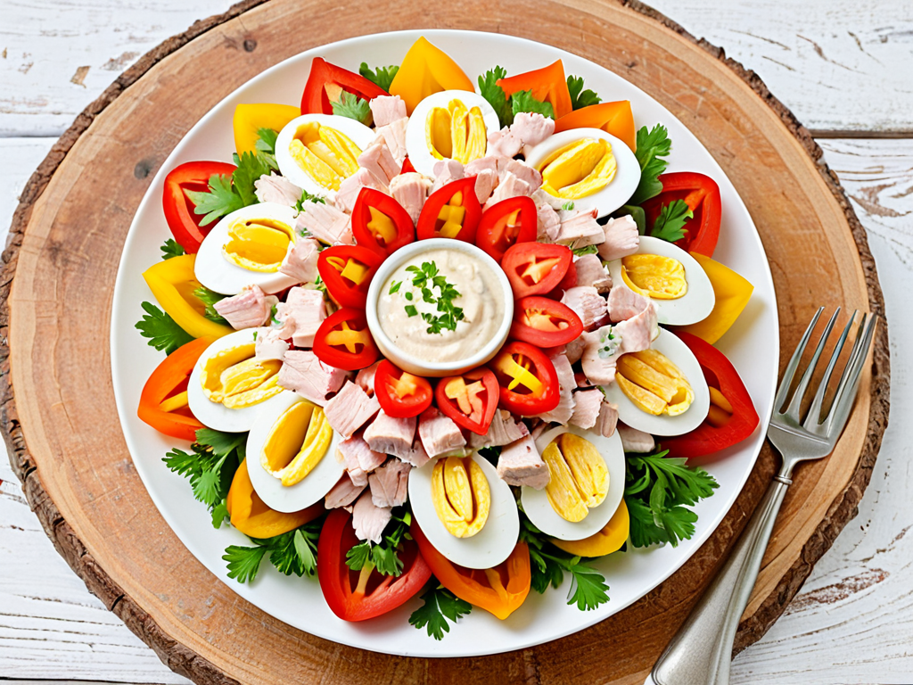 Салат «Астра» с курицей, яйцом и сладким перцем