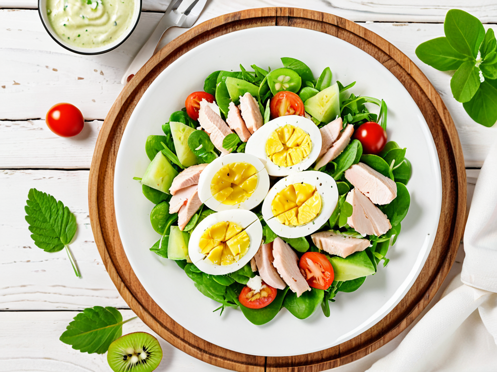 Салат «Изумрудная россыпь» с курицей и киви