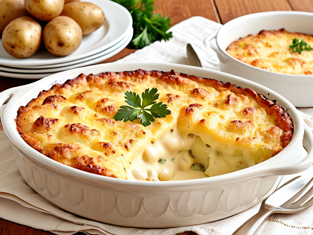 Картофельная запеканка с соусом Бешамель и сыром